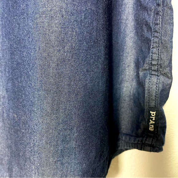 PRANA Men’s Chambray Dark Blue Short Sleeve Button Up Shirt Size XXL - Picture 5 of 6